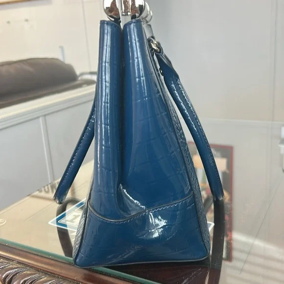 Kate Spade Navy Croc-Embossed Shoulder Bag and Dust BagNavy Blue Preowned - Picture 10 of 15